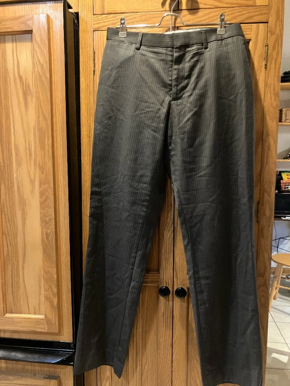 Gray striped dress pants - wool (32x34)